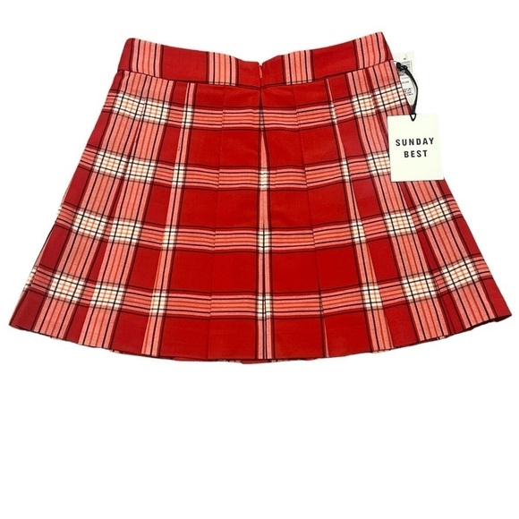 Aritzia Sunday Best red/white/black plaid Olive mini skirt / size 2 - Picture 5 of 10